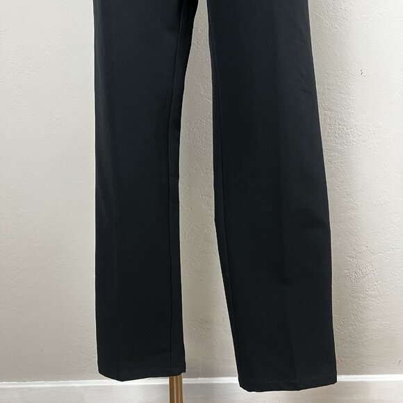 Garnet Hill Pants Black Elastic Waist Pull On Straight Leg Pleated Size Medium - Picture 3 of 14